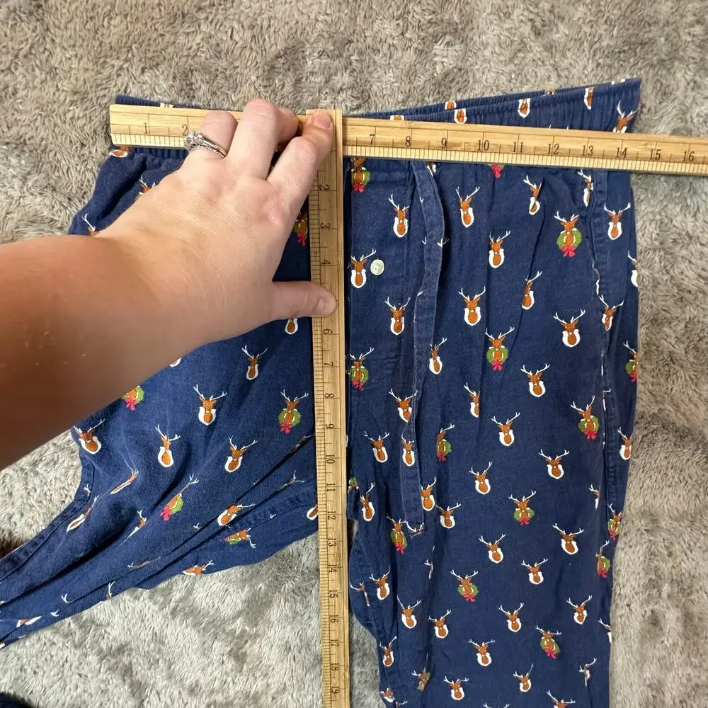 J. Crew Flannel Pajama Pants Deer Holiday Christmas Wreath Print Men's S Small